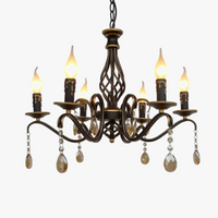 lustre en cristal vintage en fer forgé pour un éclairage rétro