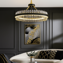lustre en cuir led cristal luxueux rond suspendu moderne