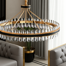 lustre en cuir led cristal luxueux rond suspendu moderne
