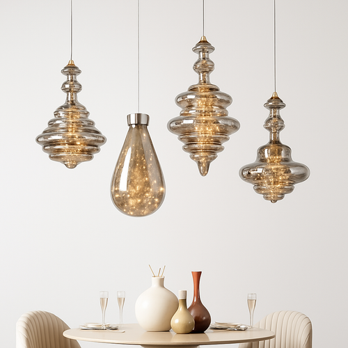 lustre en cuivre moderne avec cristal et éclairage led