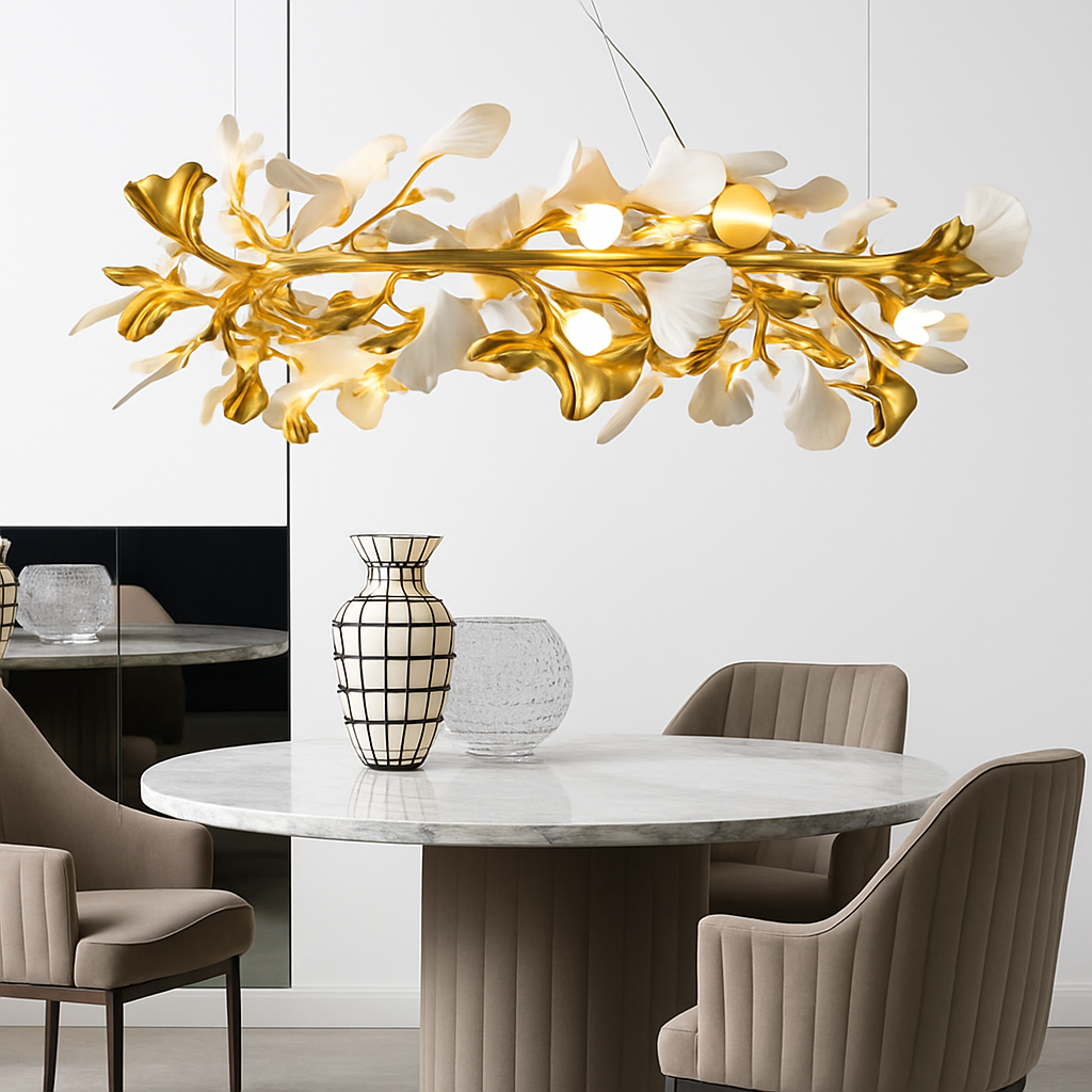 lustre en feuille de ginkgo pour décoration intérieure - vue 4 sur 9