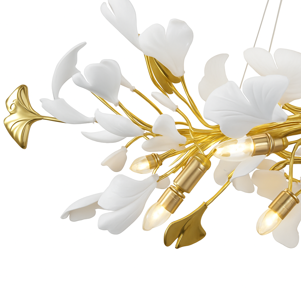 lustre en feuille de ginkgo pour décoration intérieure - vue 7 sur 9