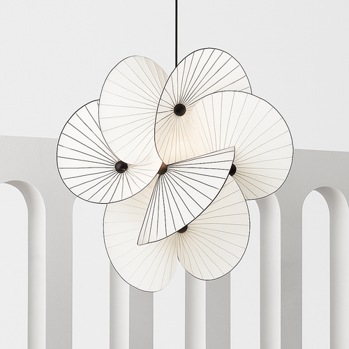 lustre 	 en tissu design éclairage maison fil réglable - vue 3 sur 7