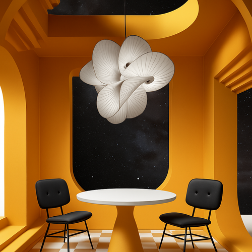 lustre 	 en tissu design éclairage maison fil réglable - vue 3 sur 7