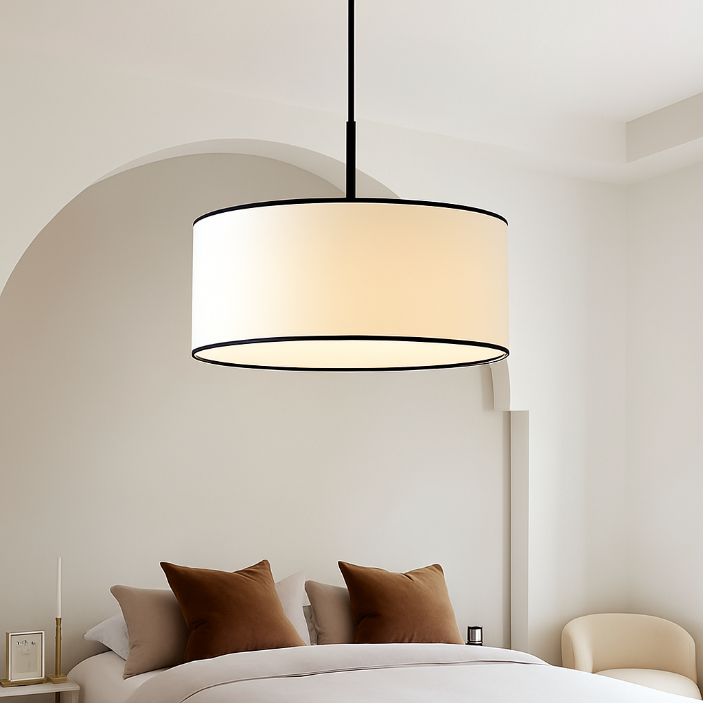 lustre en tissu led suspension design nordique moderne - vue 3 sur 9