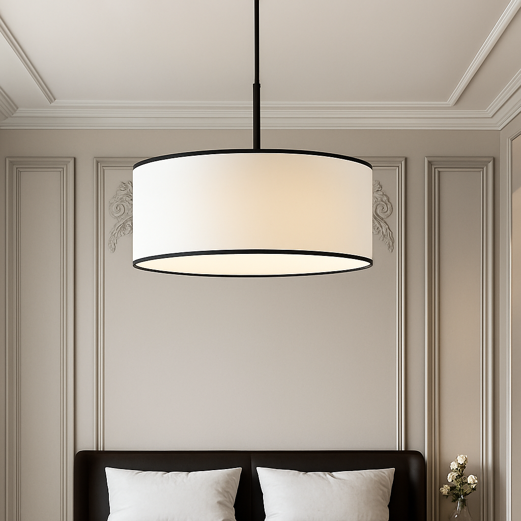 lustre en tissu led suspension design nordique moderne - vue 4 sur 9