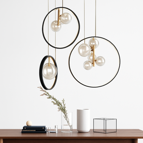 lustre en verre à bulles style nordique pour décoration moderne