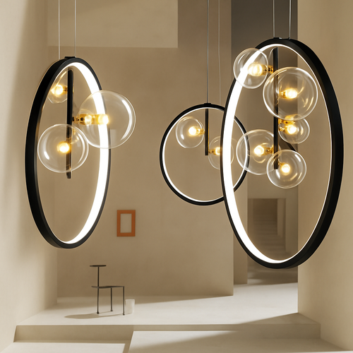 lustre en verre à bulles style nordique pour décoration moderne - vue 2 sur 9