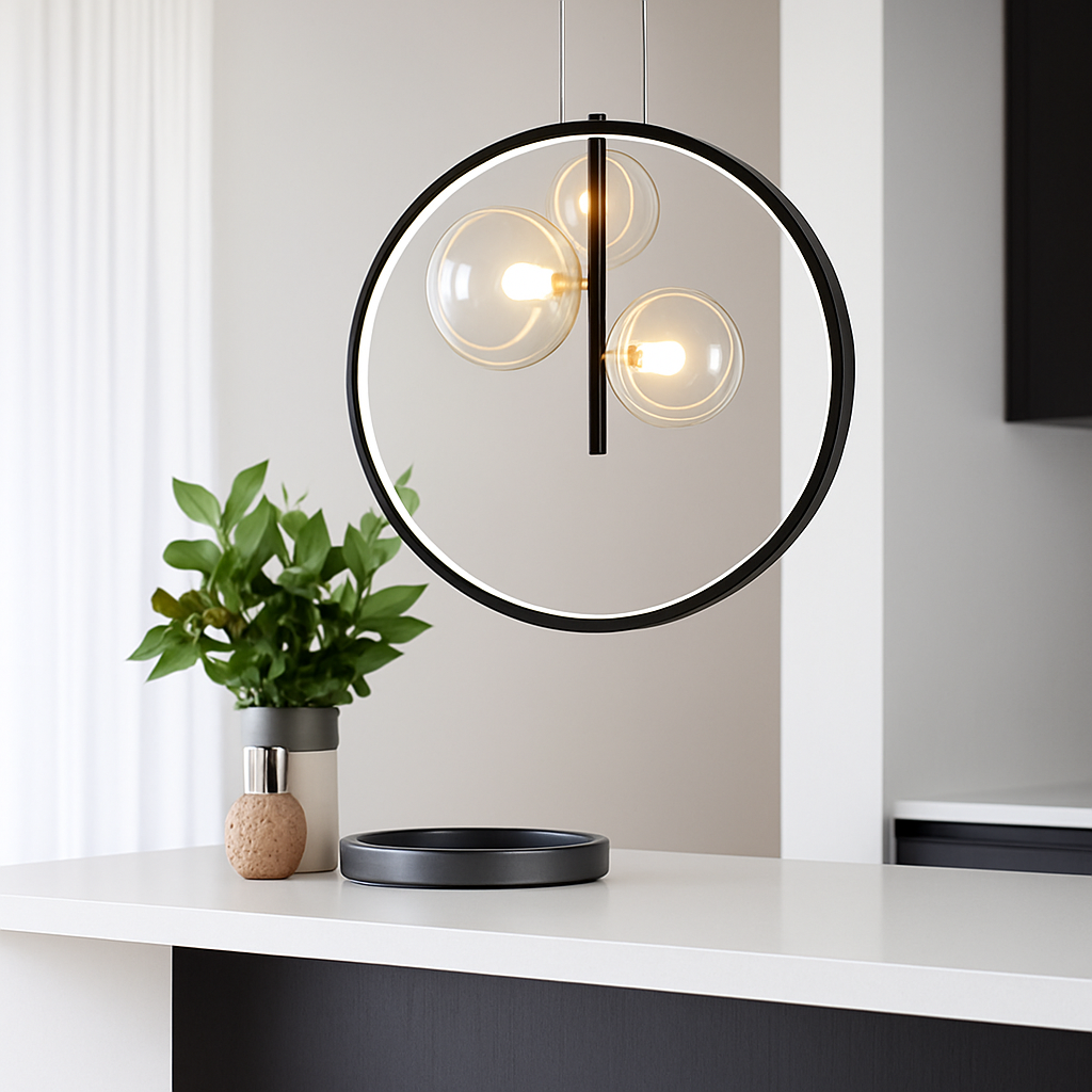 lustre en verre à bulles style nordique pour décoration moderne - vue 4 sur 9