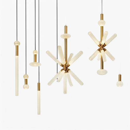 lustre en verre transparent design moderne pour espaces commerciaux et privés