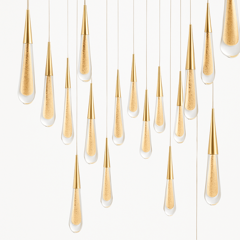 lustre goutte d'eau en cristal pour décoration intérieure