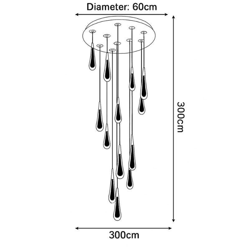 lustre goutte d'eau en cristal pour décoration intérieure