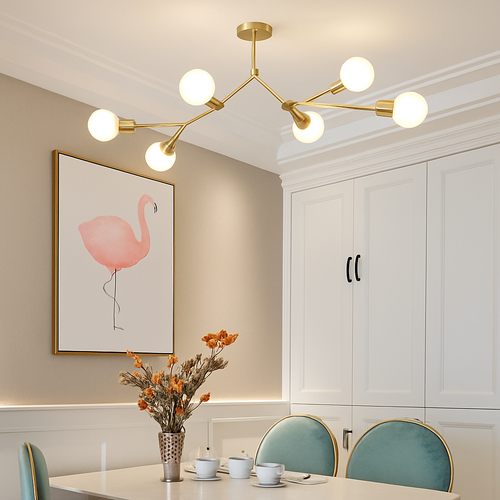 Lustre industriel LED avec plusieurs branches métalliques Rally - vue 3 sur 15