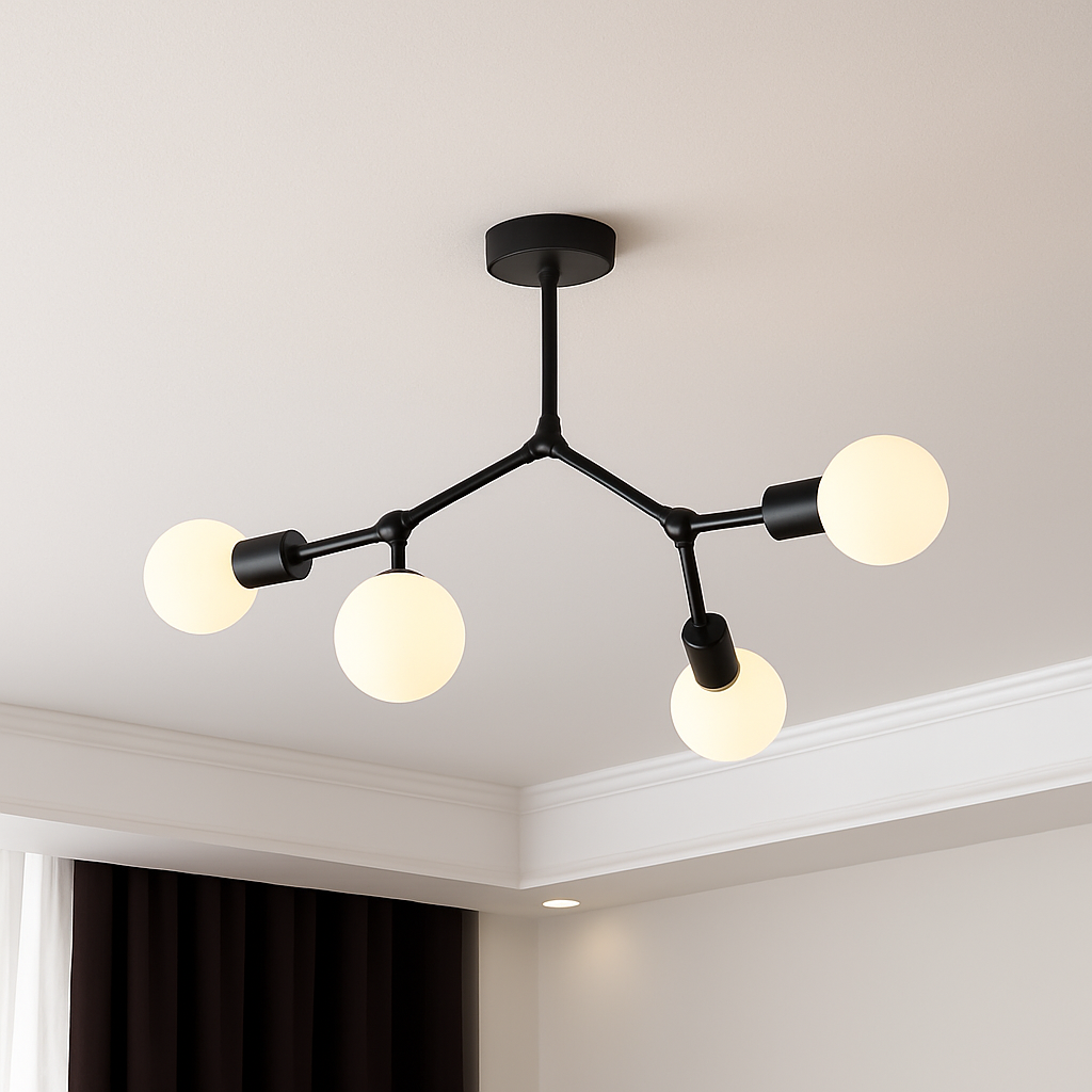 Lustre industriel LED avec plusieurs branches métalliques Rally - vue 11 sur 15