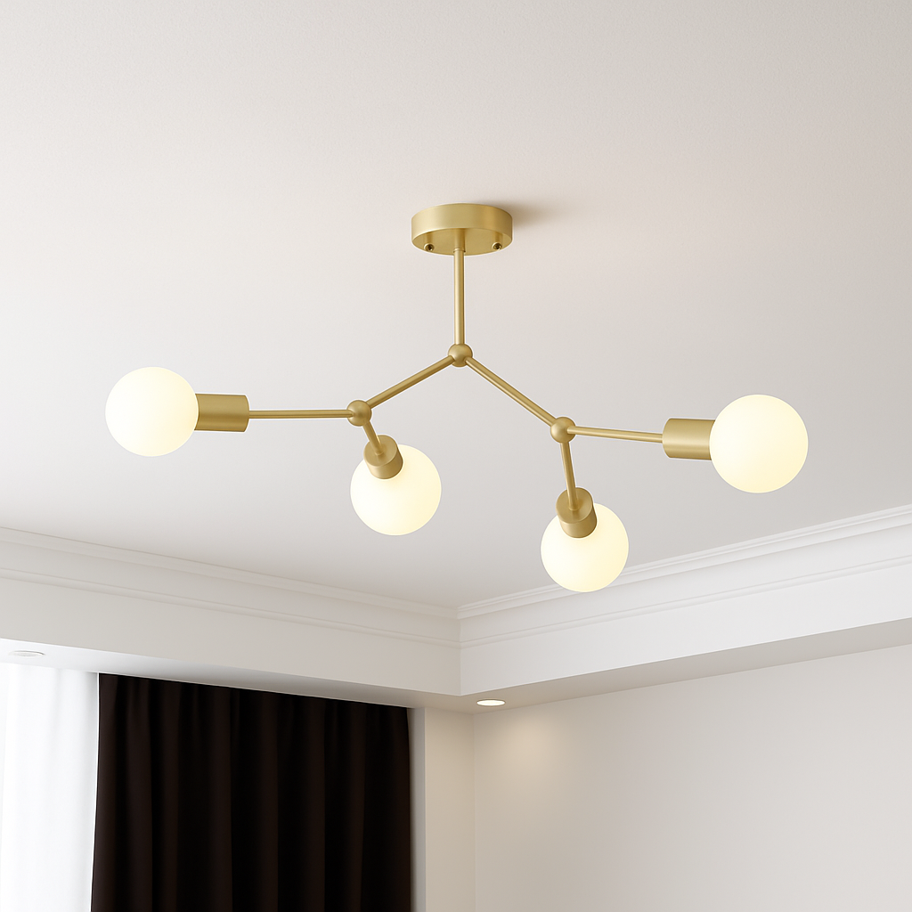 Lustre industriel LED avec plusieurs branches métalliques Rally - vue 6 sur 15
