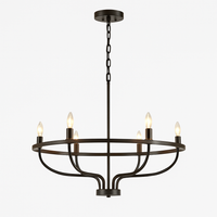 Lustre industriel rétro en fer à 6 têtes