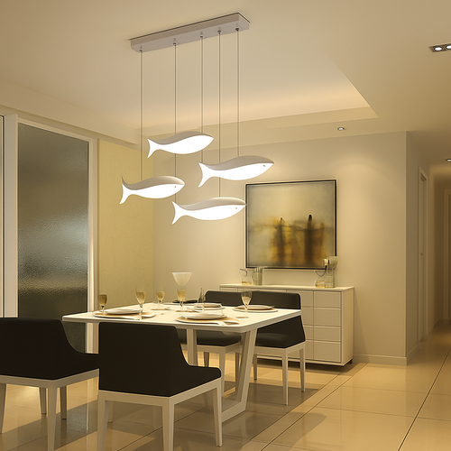 lustre led acrylique suspendu forme de poisson moderne - vue 3 sur 6
