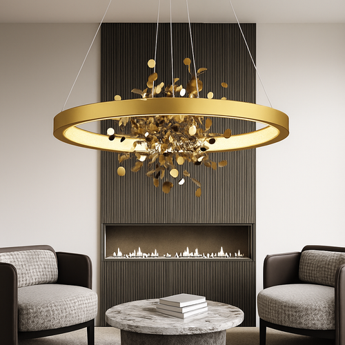 lustre led anneau moderne pour décoration de maison - vue 5 sur 10
