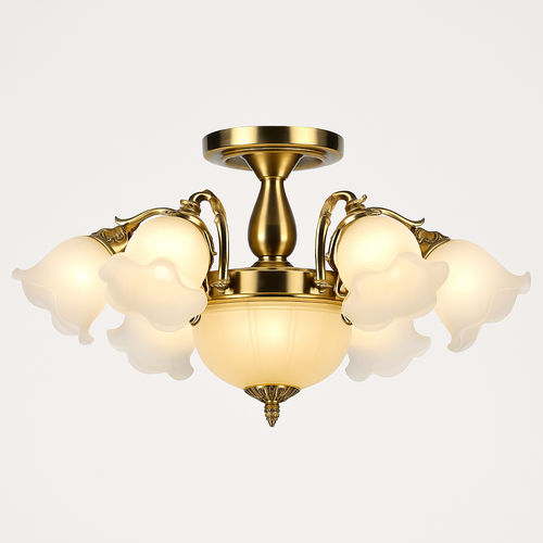 Lustre à LED avec abat-jour en fleurs