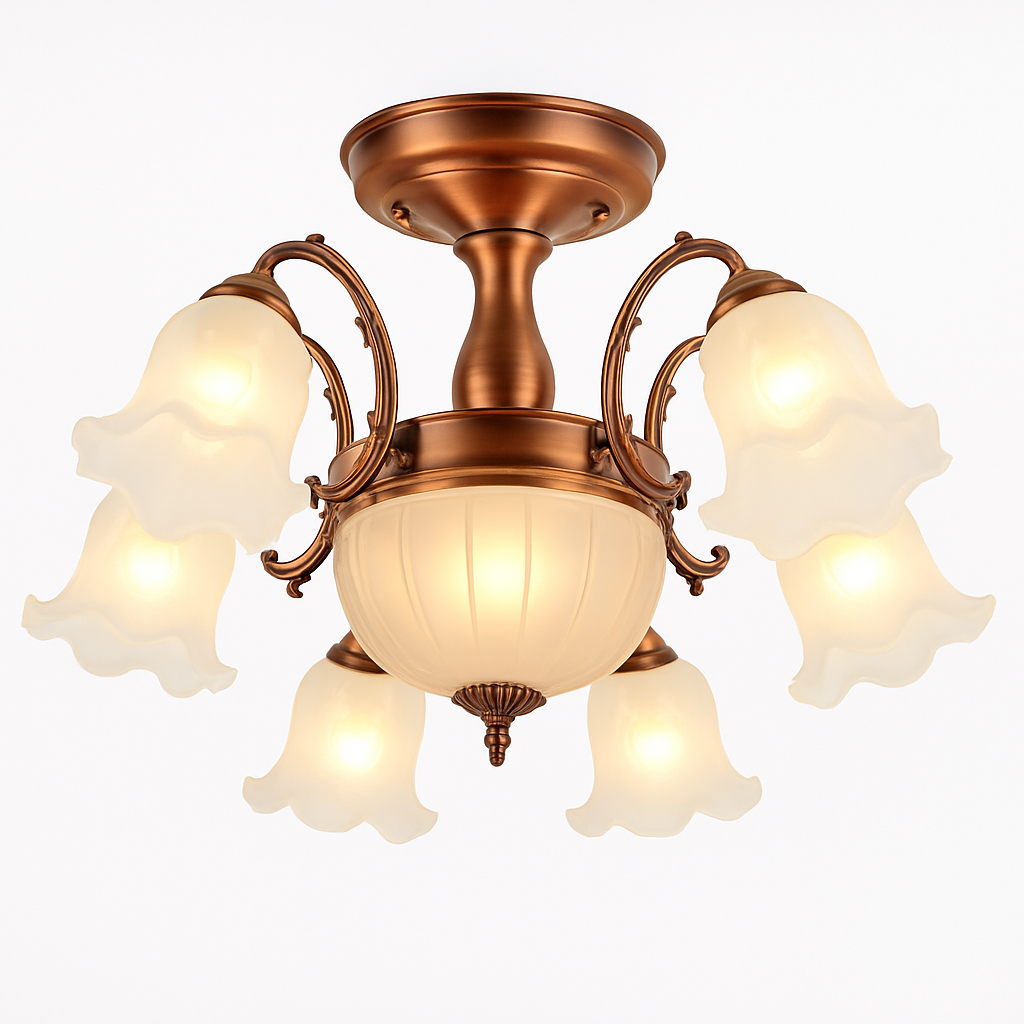 Lustre à LED avec abat-jour en fleurs - vue 7 sur 19