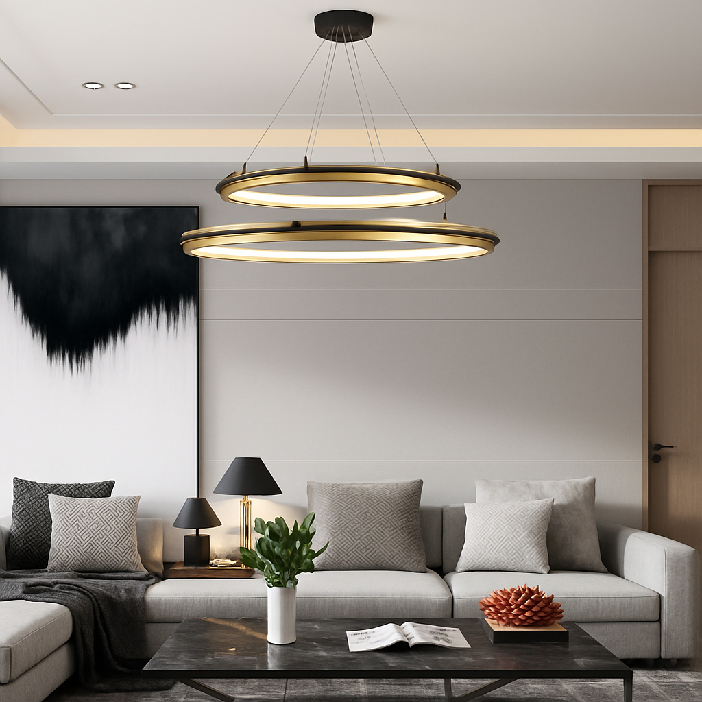 lustre led circulaire de luxe pour décoration intérieure moderne - vue 4 sur 14