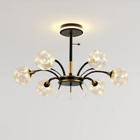 lustre led de luxe en fer avec boules de verre étoilées