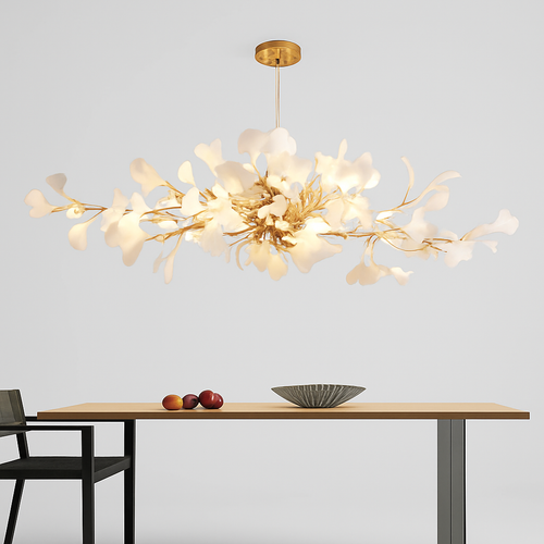 lustre led de luxe moderne en céramique motif ginkgo art villa