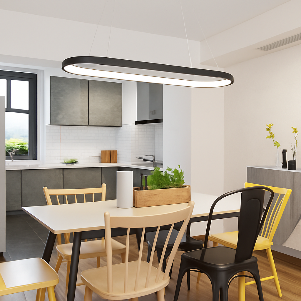 Lustre LED design suspendu en arrondi aluminium - vue 6 sur 6