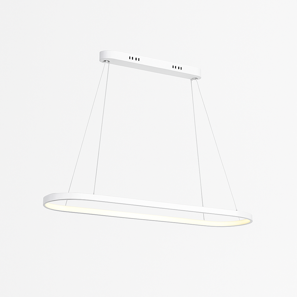 Lustre LED design suspendu en arrondi aluminium - vue 7 sur 6
