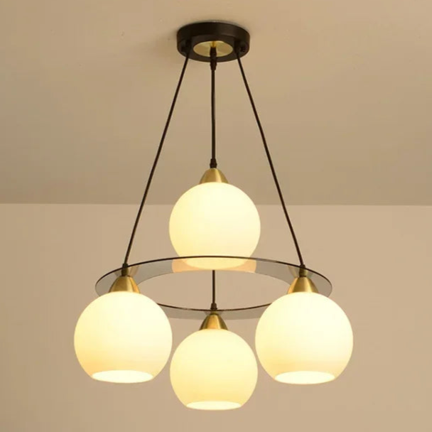 Lustre LED en cristal à trois têtes rondes
