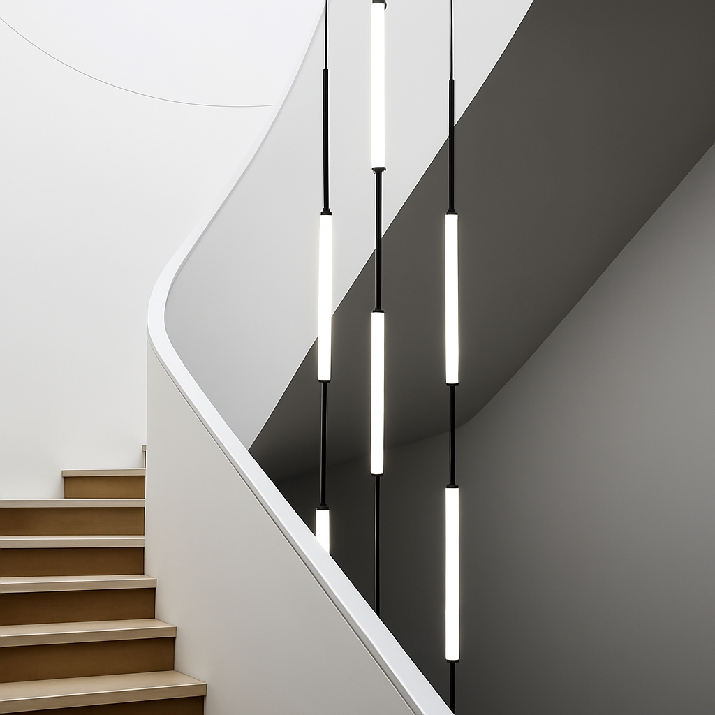 lustre led ligne longue moderne suspension villa luxe éclairage - vue 6 sur 24