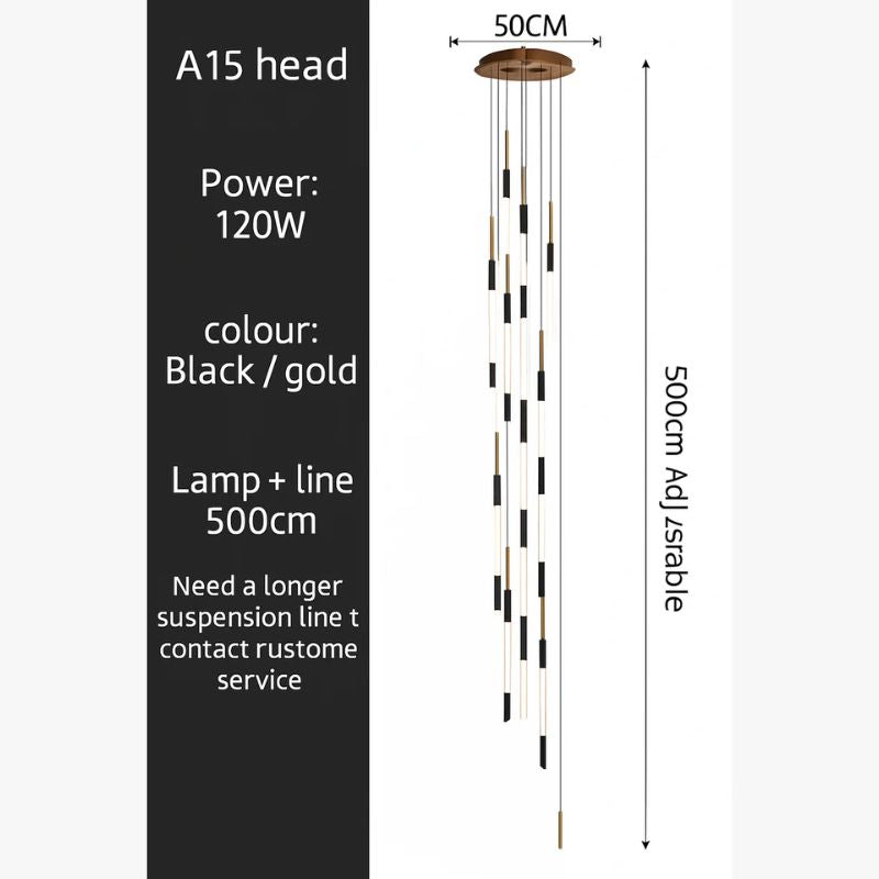 lustre led ligne longue moderne suspension villa luxe éclairage - vue 21 sur 24