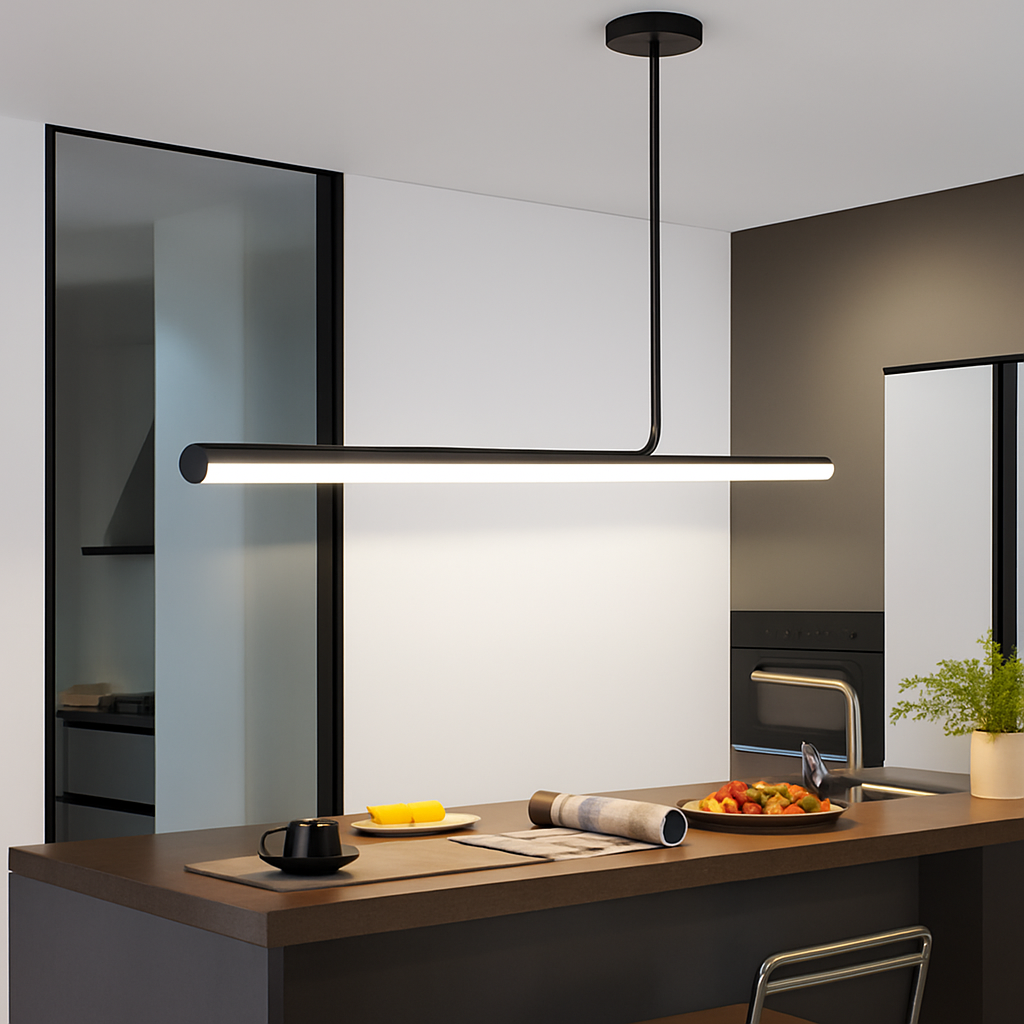 lustre led long moderne suspension décor luminaire suspendu - vue 4 sur 12