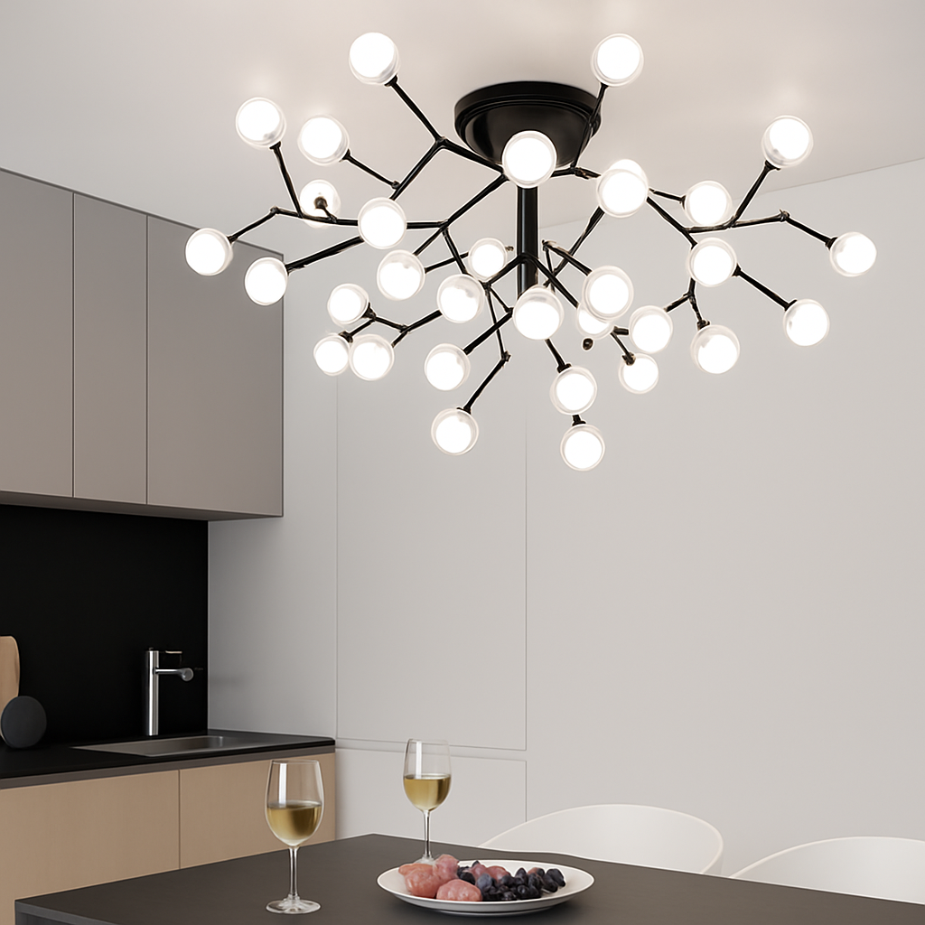lustre à LED luciole nordique avec bulles de verre décoratives - vue 4 sur 8