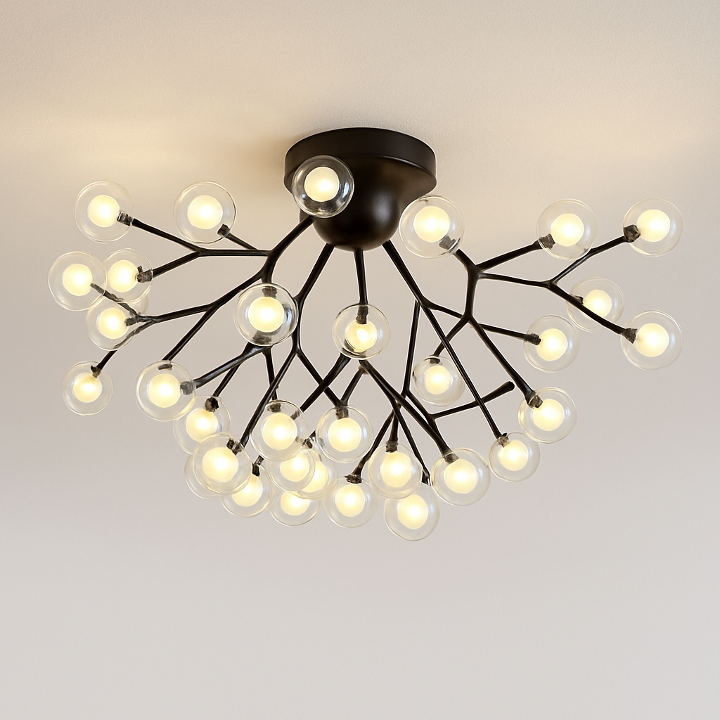 lustre à LED luciole nordique avec bulles de verre décoratives - vue 7 sur 8
