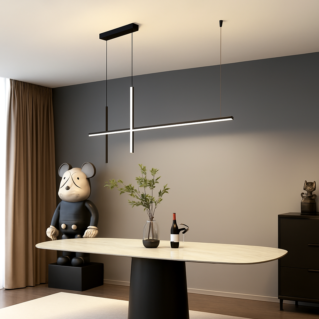 Lustre Led minimaliste moderne dimmable noir pour Table salle à manger cuisine Bar Suspension éclairage Suspension Design Lustre - vue 4 sur 12