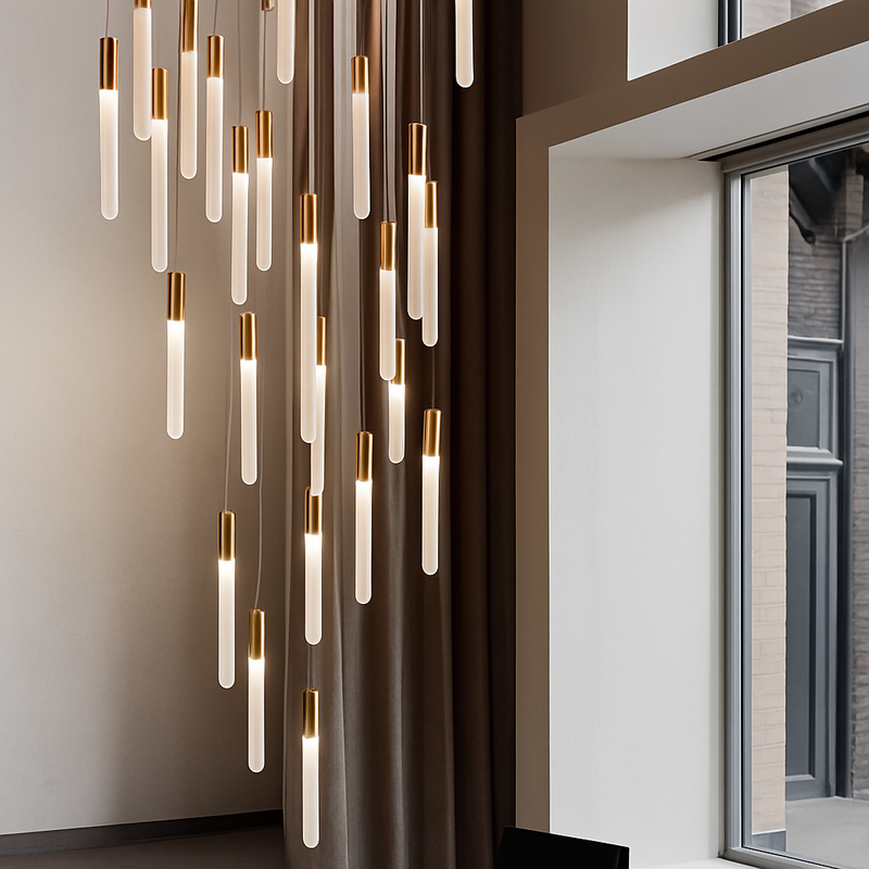 lustre led minimaliste moderne pour villa restaurant escalier