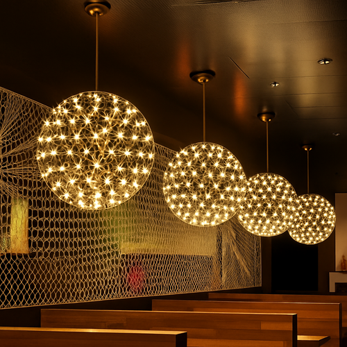lustre led suspendu design moderne en forme de boule - vue 4 sur 8