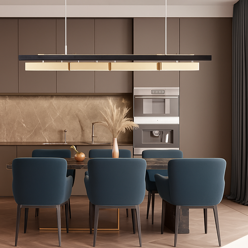 Lustre long de restaurant minimaliste moderne - vue 5 sur 7