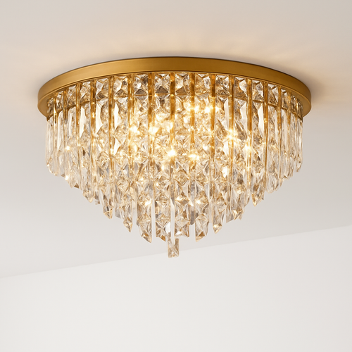 lustre moderne en acier led avec cristaux art déco - vue 2 sur 18