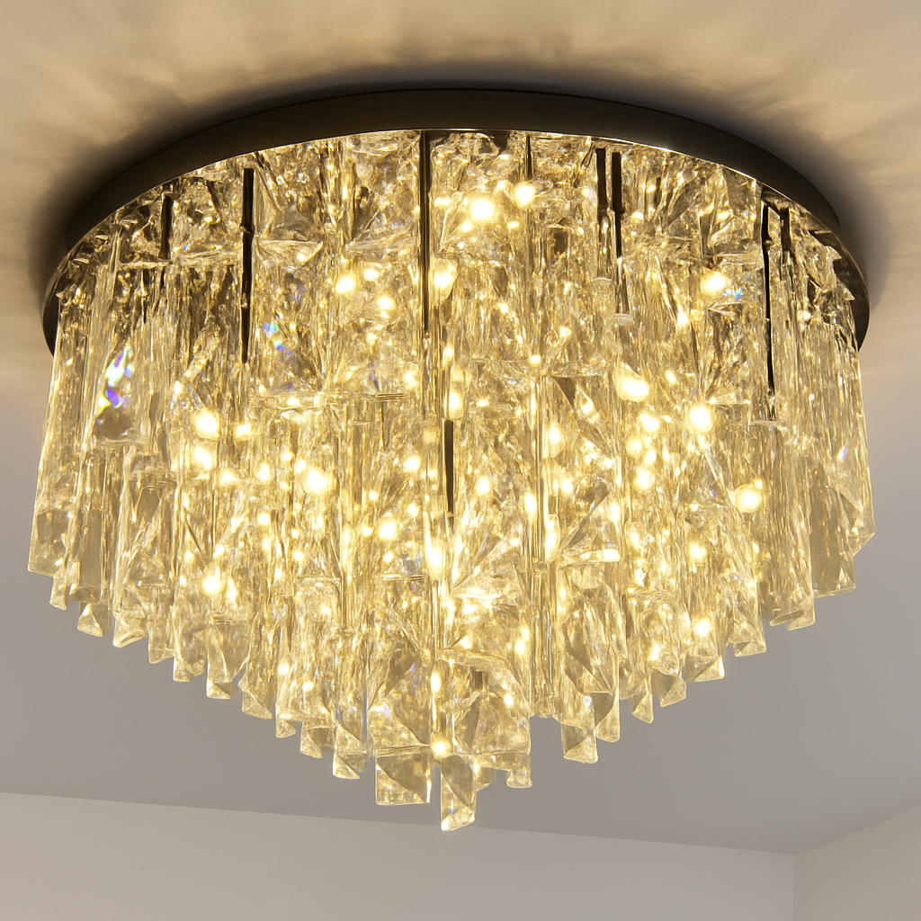 lustre moderne en acier led avec cristaux art déco - vue 5 sur 18