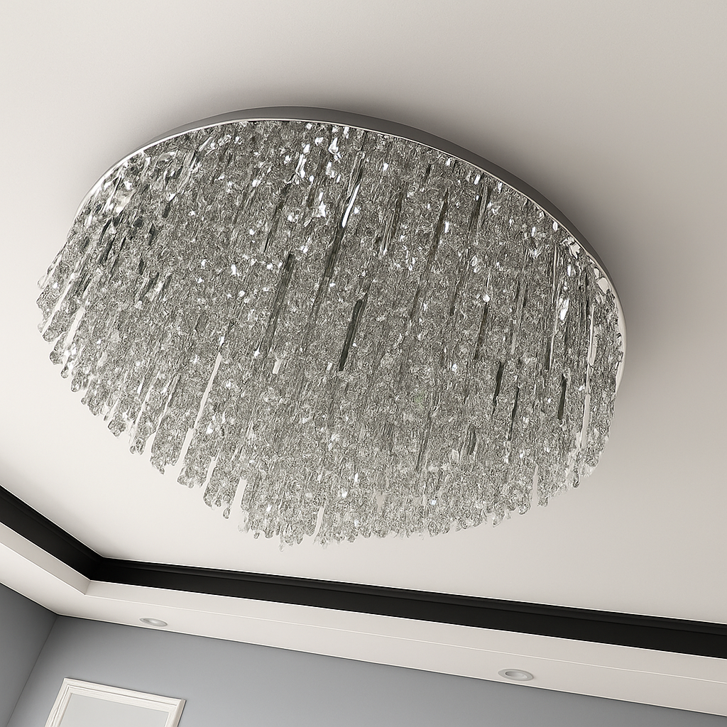 lustre moderne en acier led avec cristaux art déco - vue 6 sur 18