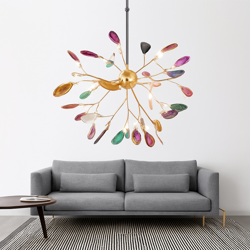 lustre moderne en agate naturelle pour décoration intérieure