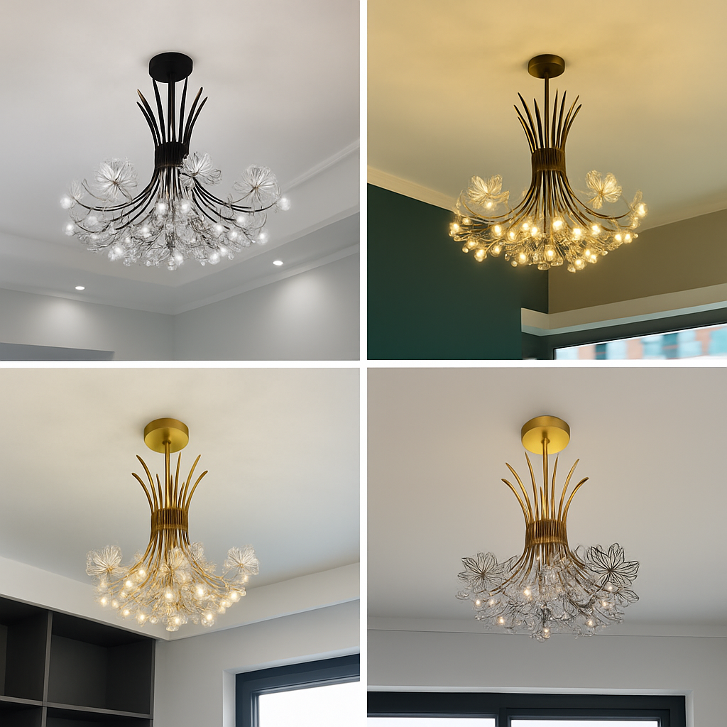 lustre moderne en cristal pissenlit éclairage design intérieur décoratif - vue 4 sur 10