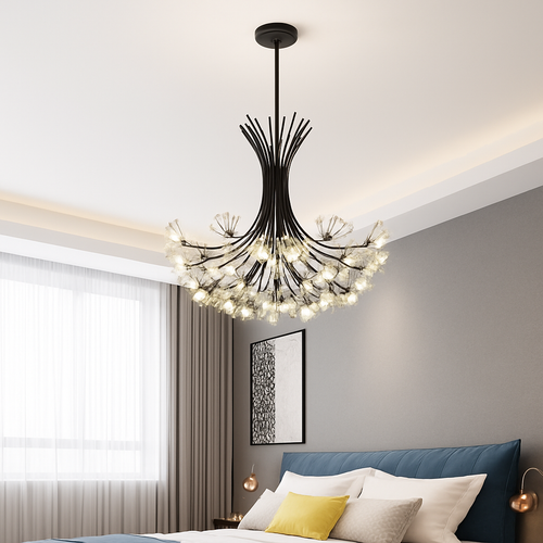 lustre moderne en cristal pissenlit éclairage design intérieur décoratif