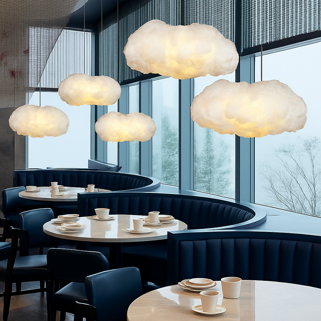lustre moderne led en forme de nuage flottant pour restaurant - vue 4 sur 25