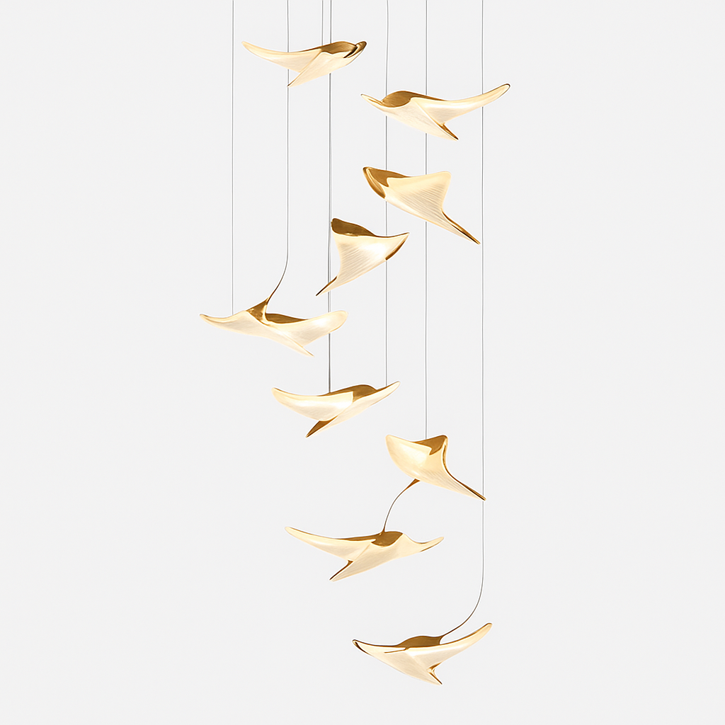 lustre moderne led mouette duplex cage d'escalier nordique - vue 3 sur 14