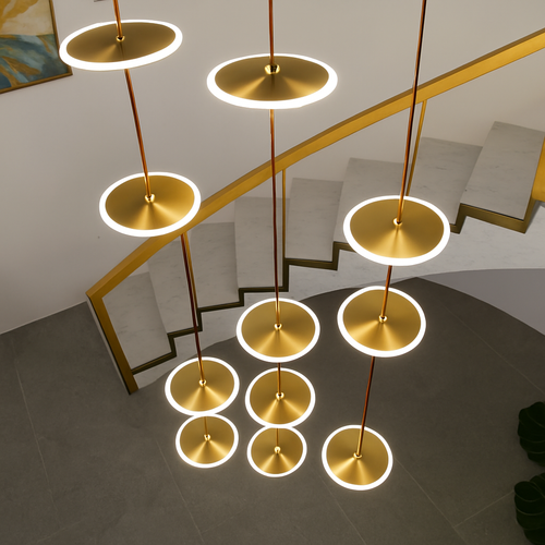 lustre moderne à led pour escalier design et élégant - vue 4 sur 13