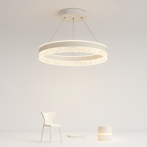 lustre moderne minimaliste led avec anneaux en cristal - vue 2 sur 15