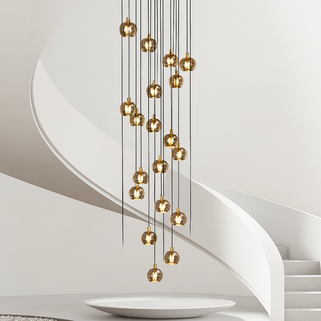 lustre moderne noir et doré éclairage led design élégant - vue 4 sur 14